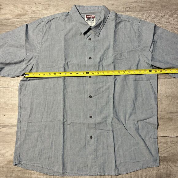 Wrangler Jeans Co Button Up Shirt Mens 2XL Blue Pinstripe Long Sleeve - Picture 5 of 7